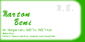 marton beni business card